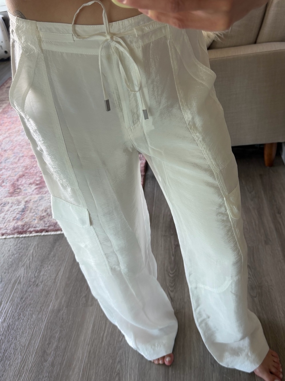 Jonathan Simkhai Women's Aurora Parachute Crinkled-Shell Utility Pants 6 White - Picture 6 of 6